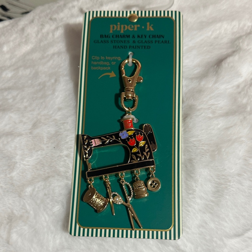 Piper K sewing machine bag charm and key chain